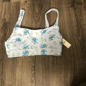 Aerie Floral Bikini Top - White and Blue